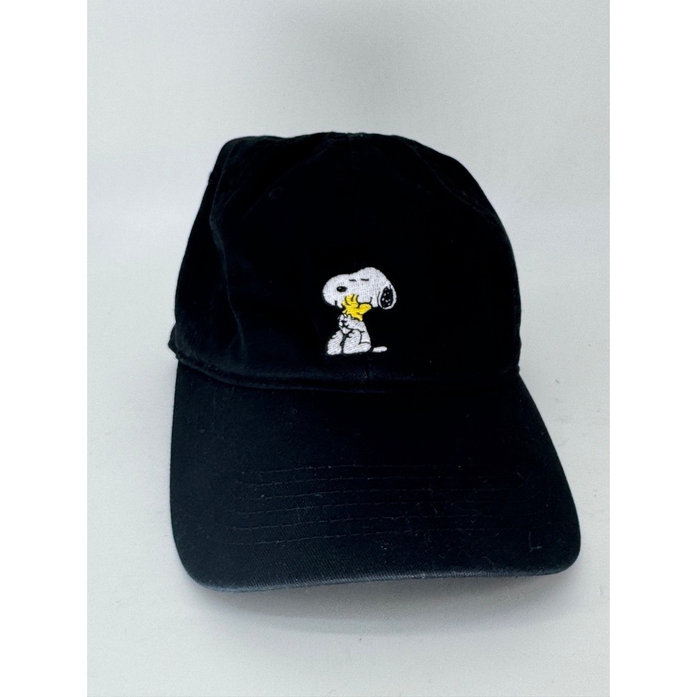 PeaPeanuts Snoopy Woodstock Hat Black Embroidered Baseball Cap Adjustable